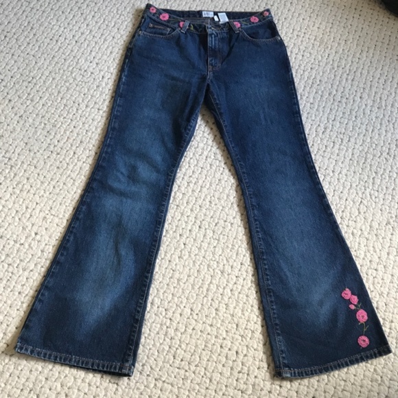 Calvin Klein BEADED Boho Dark Jeans NWT New! Bell Flare 7 26 - Picture 1 of 9